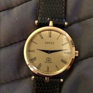 Vintage Gucci Watch 3200M quartz-brn. lizzard band